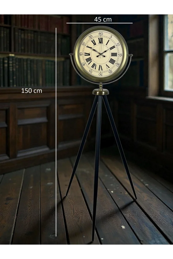 Antik Görünümlü Eskitme Tripod Ayaklı Saat