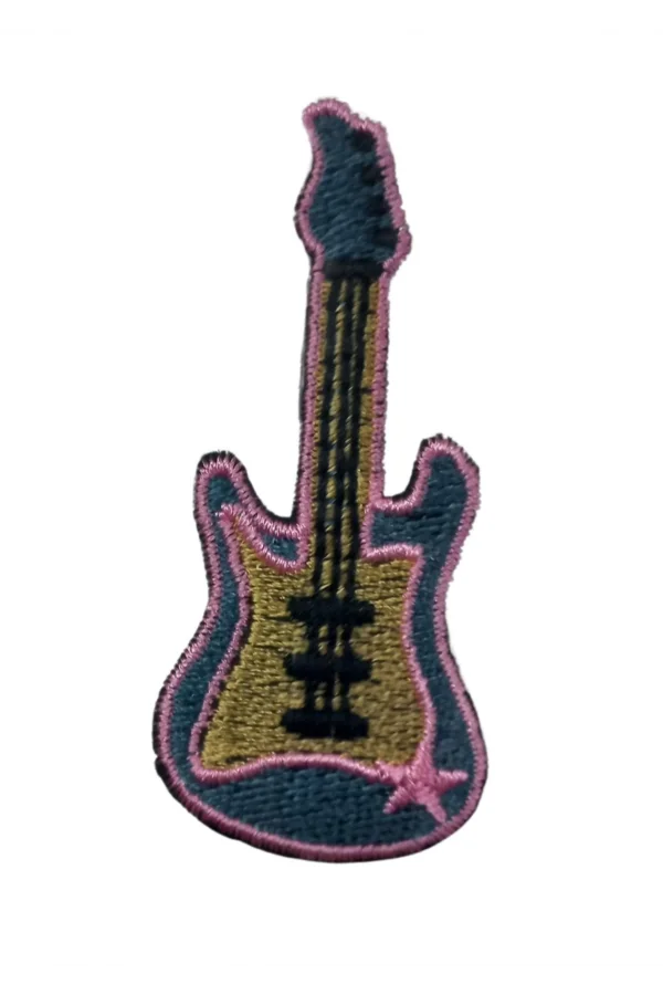 Aplike Ütü İle Yapışan Gitar Pembe Arma 5x3 cm
