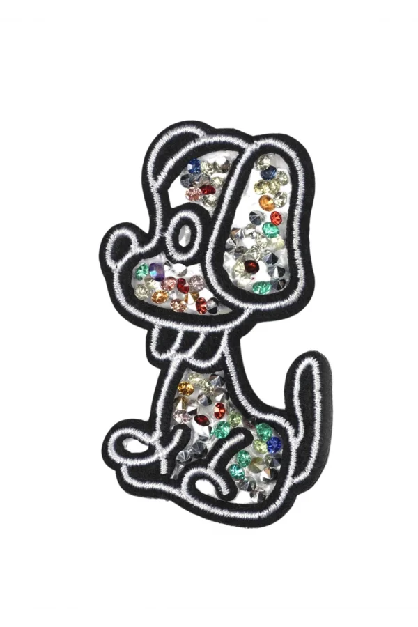 Aplike Ütü İle Yapışan Taşlı Sevimli Köpek Arma 3x5 cm