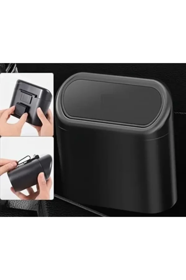 Araba Çöp Kutusu Kapaklı Organize Siyah Renk