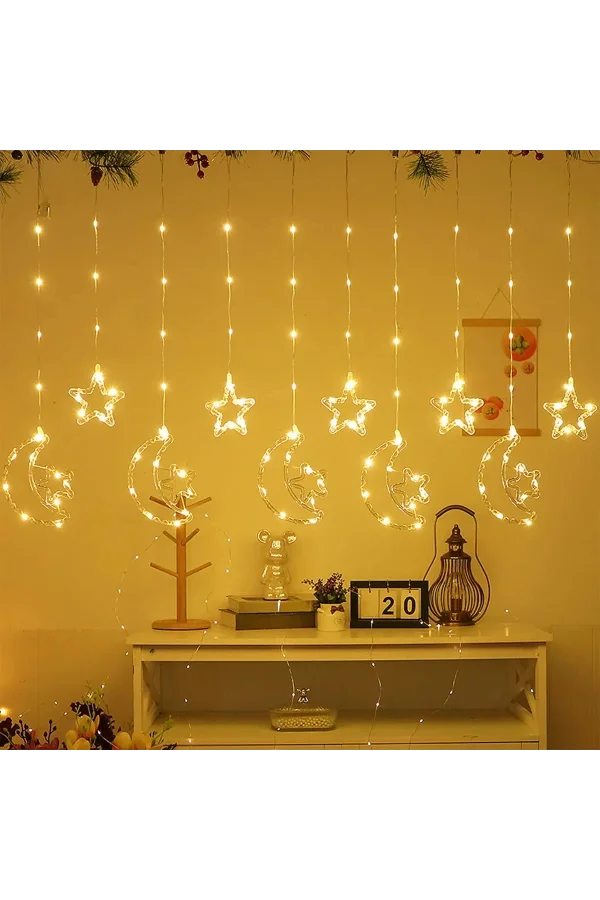 Ay Yıldız Perde Led 10 Saçaklı