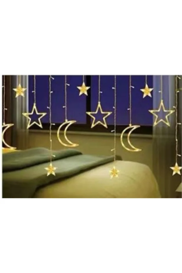 Ay Yıldız Perde Led Gün Işığı 12 Saçaklı