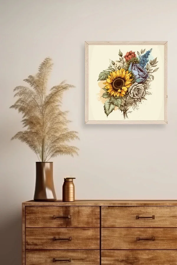 Ayçiçeği Ahşap Çerçeveli Tablo