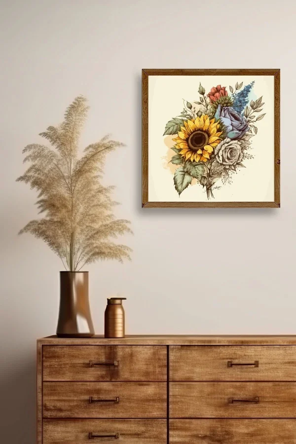 Ayçiçeği Ahşap Çerçeveli Tablo