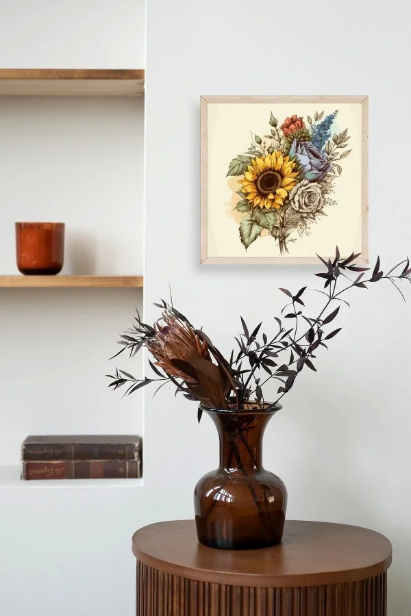 Ayçiçeği Ahşap Çerçeveli Tablo