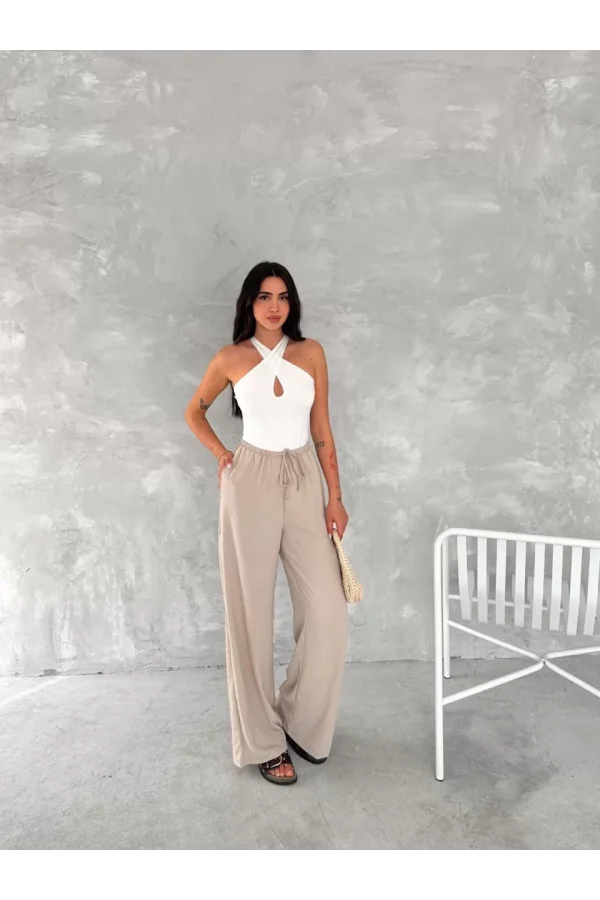 Ayrobin Oversize Kadın Pantalon - Bej