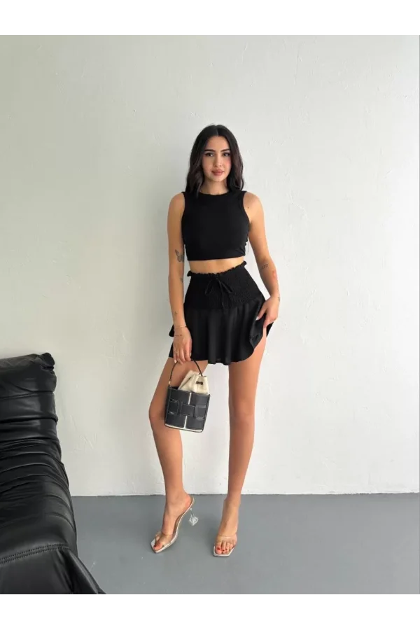 Ayrobin Şortlu Etek - Siyah