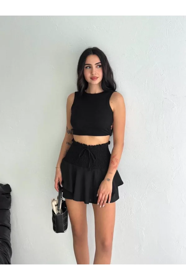 Ayrobin Şortlu Etek - Siyah