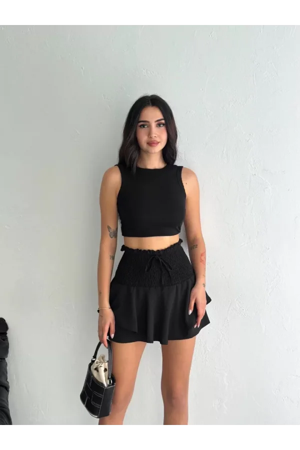 Ayrobin Şortlu Etek - Siyah