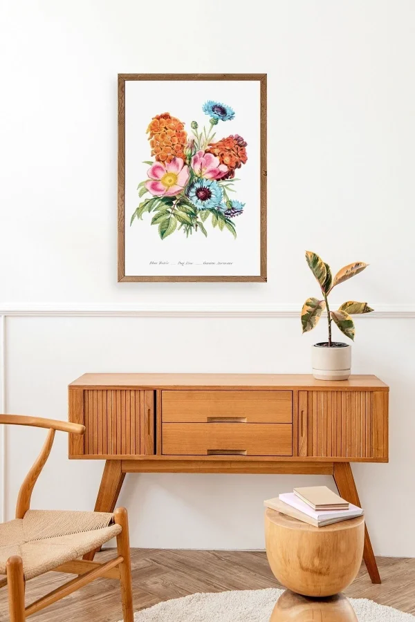 Bahar Çiçekleri Ahşap Çerçeveli Tablo