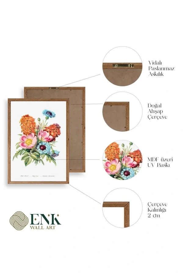 Bahar Çiçekleri Ahşap Çerçeveli Tablo