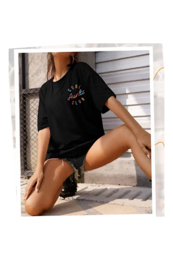 Baskılı Kadın T-shirt - Siyah