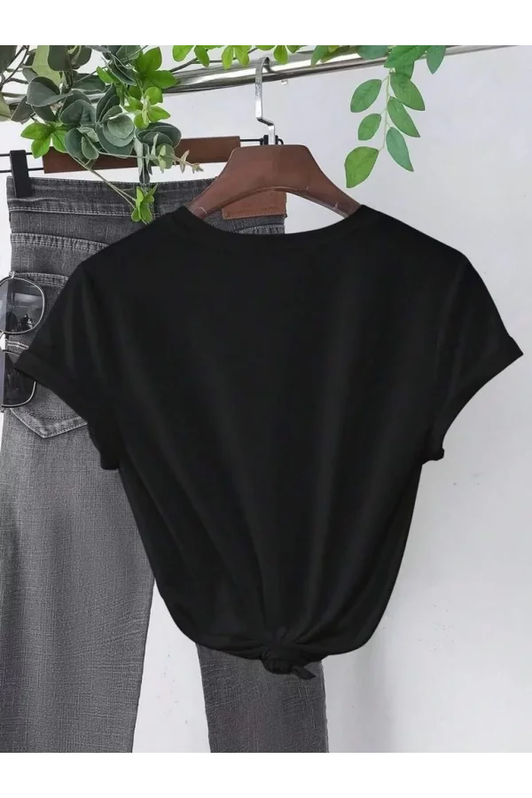 Baskılı Kadın T-shirt - Siyah