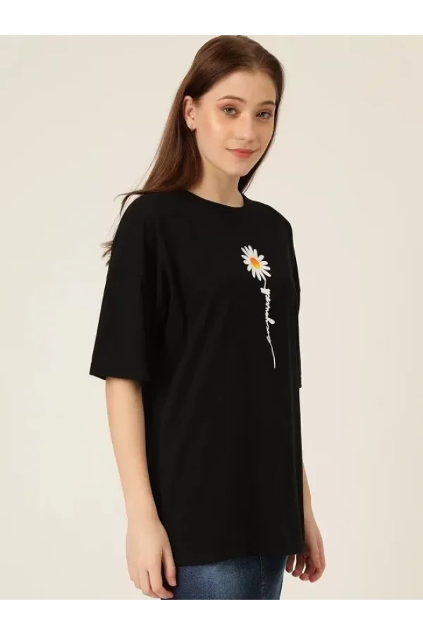 Baskılı Kadın T-shirt - Siyah