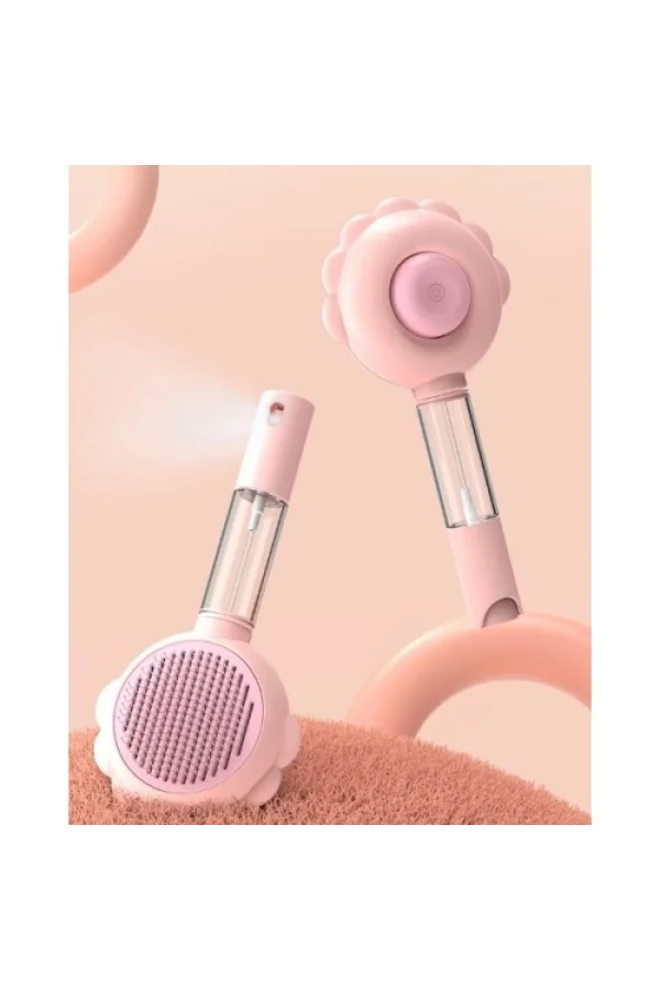 Basmalı Telli  Su Sprey Hazneli Hayvan Fırçası Çift 2in 1