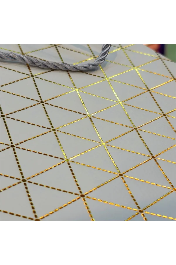 Beyaz Geometrik Desenli Orta Boy Karton Hediye Çantası