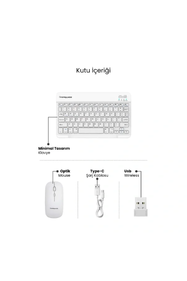 Beyaz Kablosuz Klavye Ve Mouse Seti