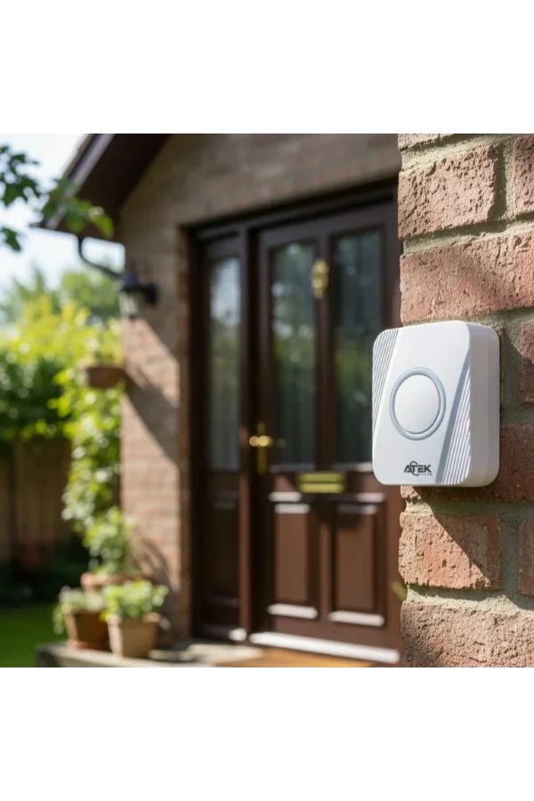 Beyaz Kablosuz Su Geçirmez Kapı Zili