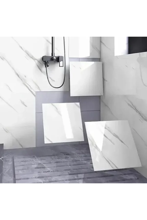 Beyaz Mermer Desenli Alüminyum Plastik Duvar Sticker (30x30)