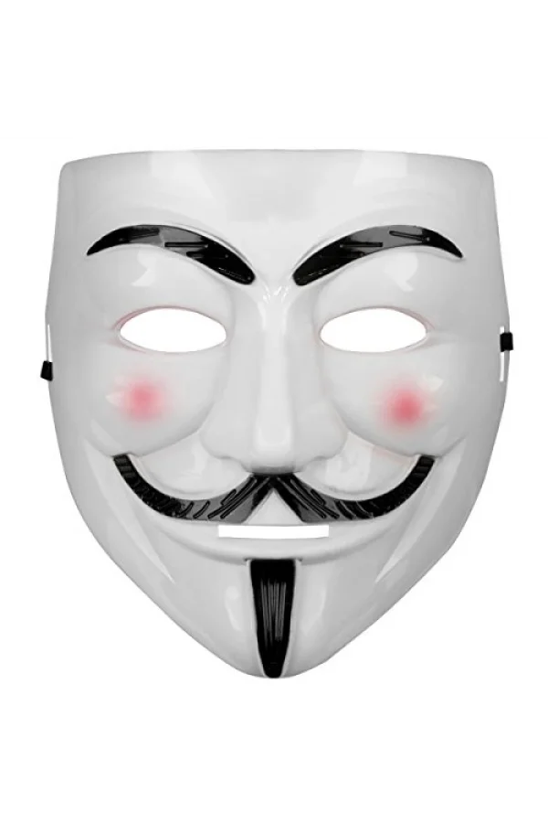 Beyaz Pembe Yanaklı V For Vendetta Maskesi