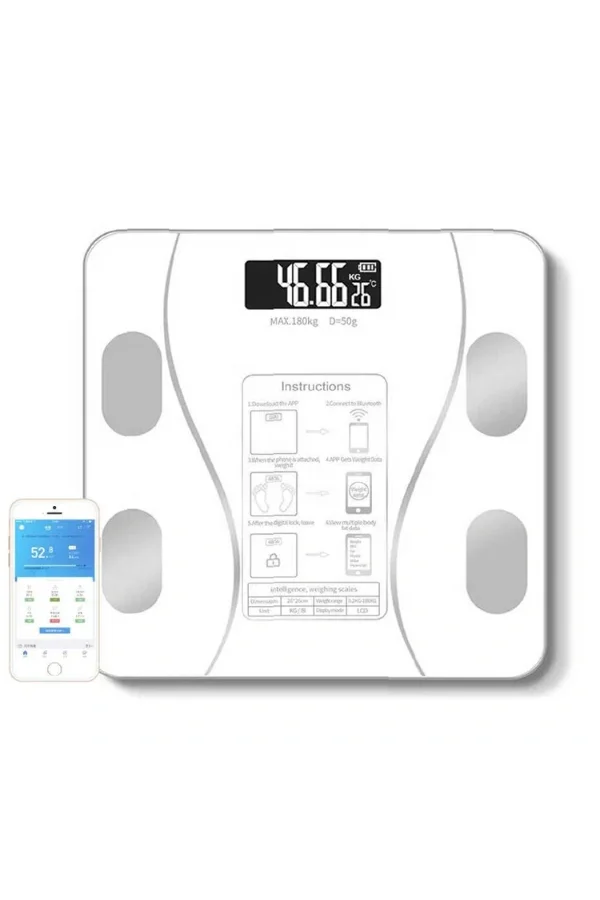 Beyaz Renk Bluetooth Özellikli Akıllı Tartı