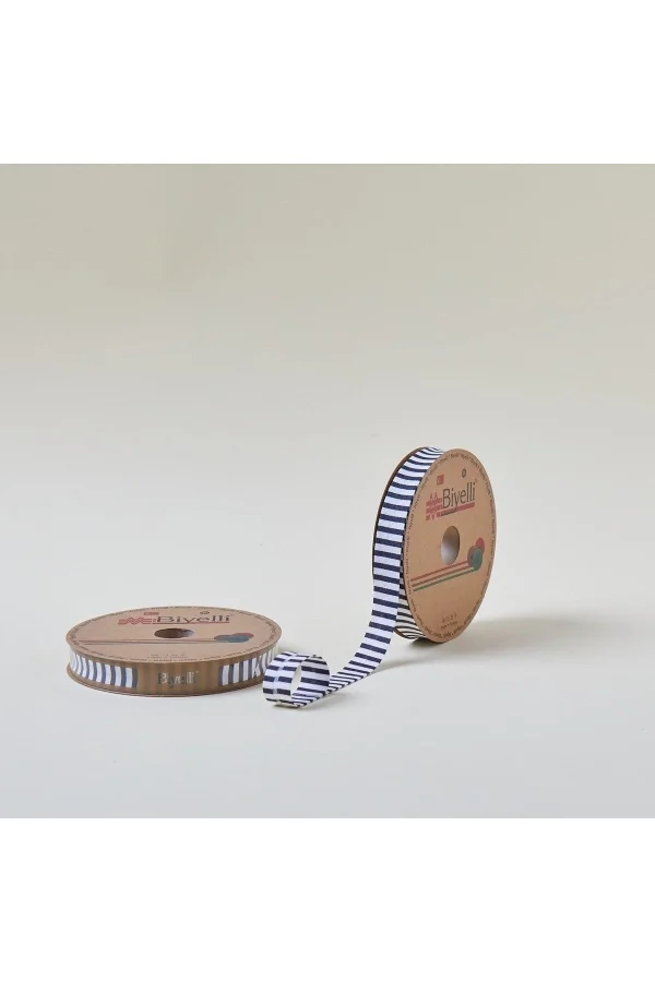 Biye Kalın Çizgili Katlı F10 indigo 2 cm 25 Metre %65 Koton %35 Polyester