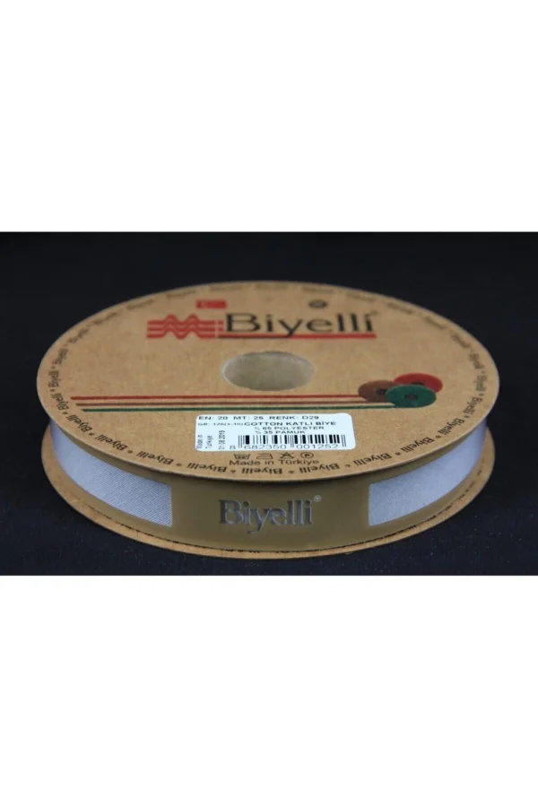 Biye Koton Katlı D29 Gri 2 cm 25 Metre %65 Koton %35 Polyester