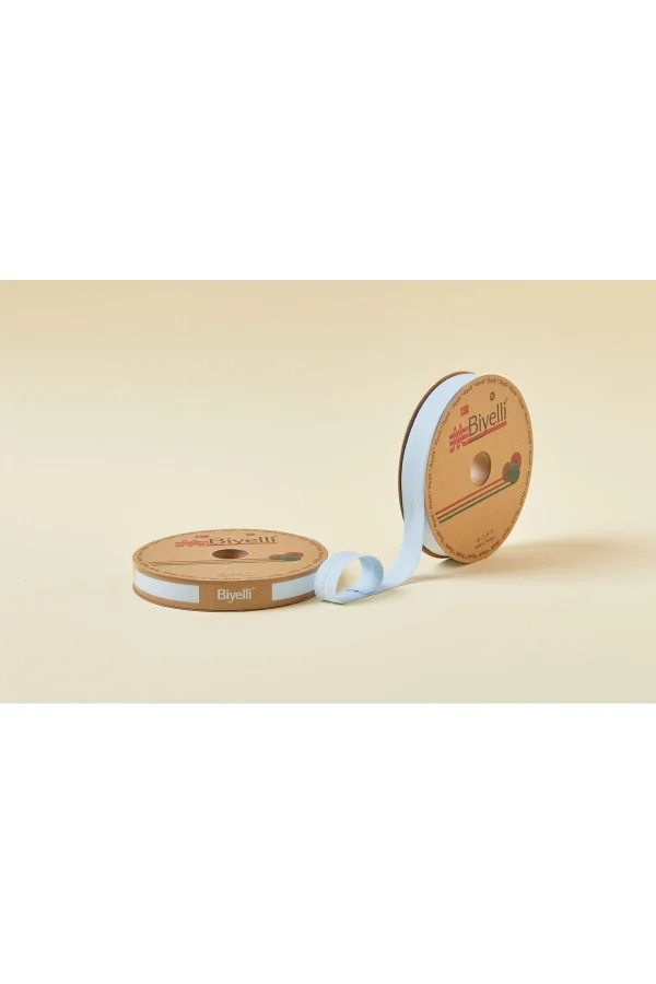 Biye Koton Katlı D53 Mavi 2 cm 25 Metre %65 Koton %35 Polyester