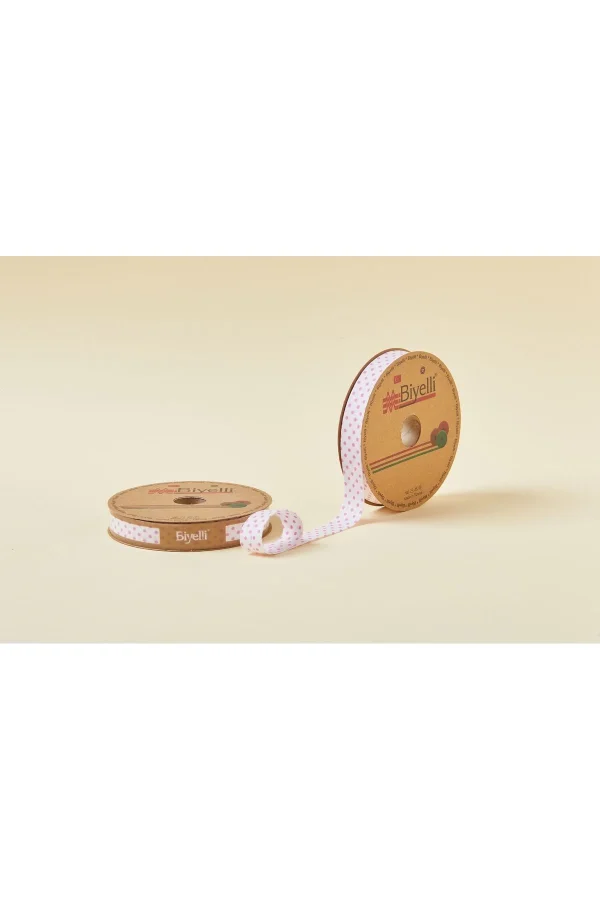 Biye Puanlı Katlı B02 Pembe 2 cm 25 Metre %65 Koton %35 Polyester