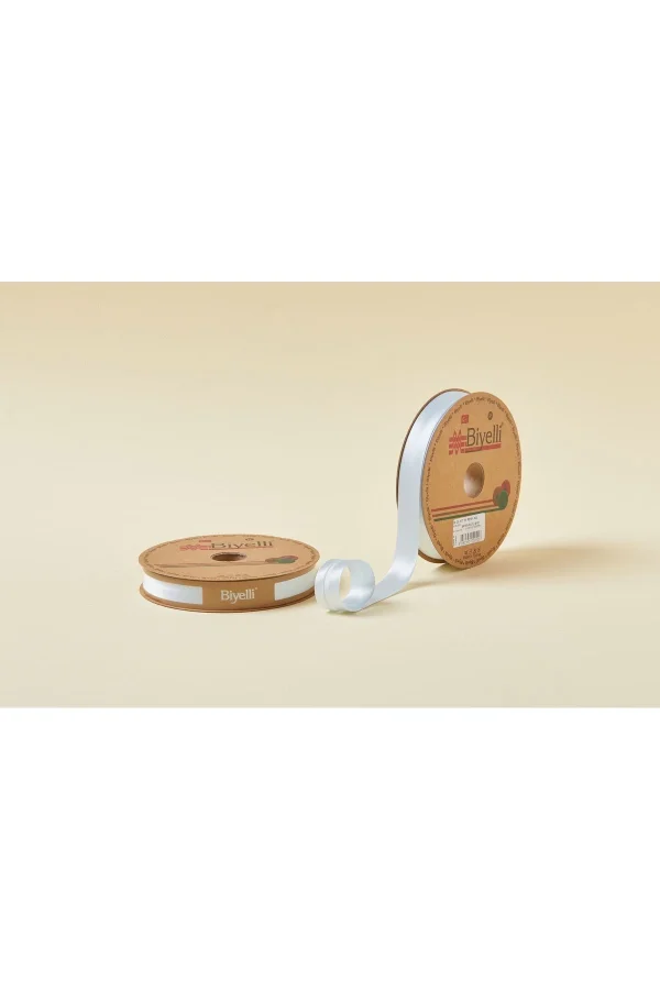 Biye Saten Katlı 003 Açık Mavi 2 cm 25 Metre %100 Polyester