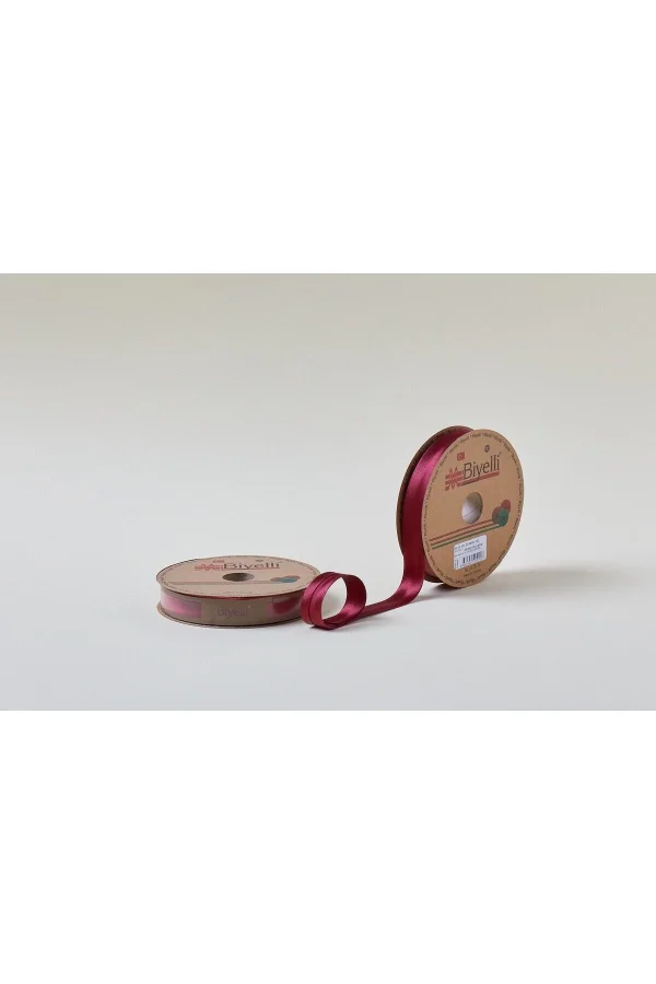 Biye Saten Katlı 022 Bordo 2 cm 25 Metre %100 Polyester