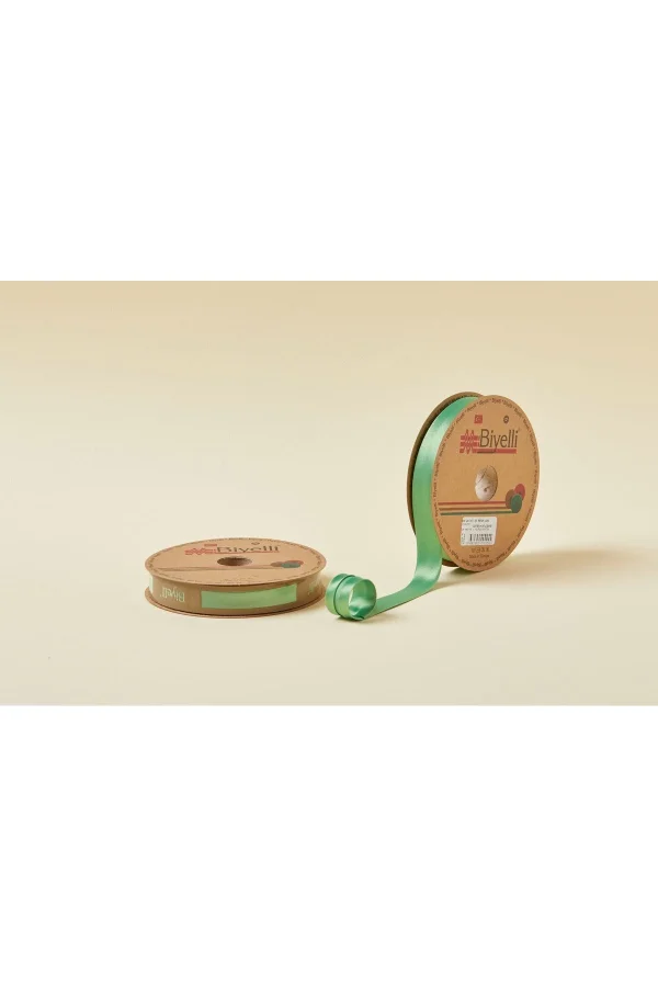 Biye Saten Katlı 026 Yeşil 2 cm 25 Metre %100 Polyester