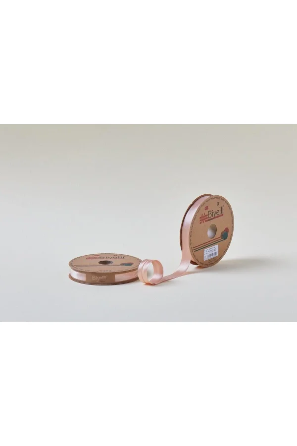 Biye Saten Katlı 065 Somon 2 cm 25 Metre %100 Polyester