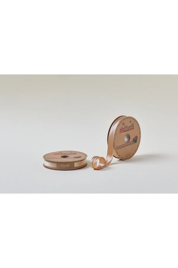 Biye Saten Katlı 080 Koyu Bej 2 cm 25 Metre %100 Polyester