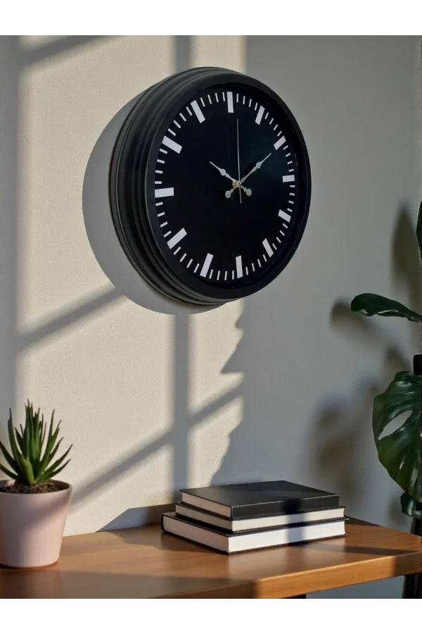 Black Baseline 40 Cm Metal Duvar Saati