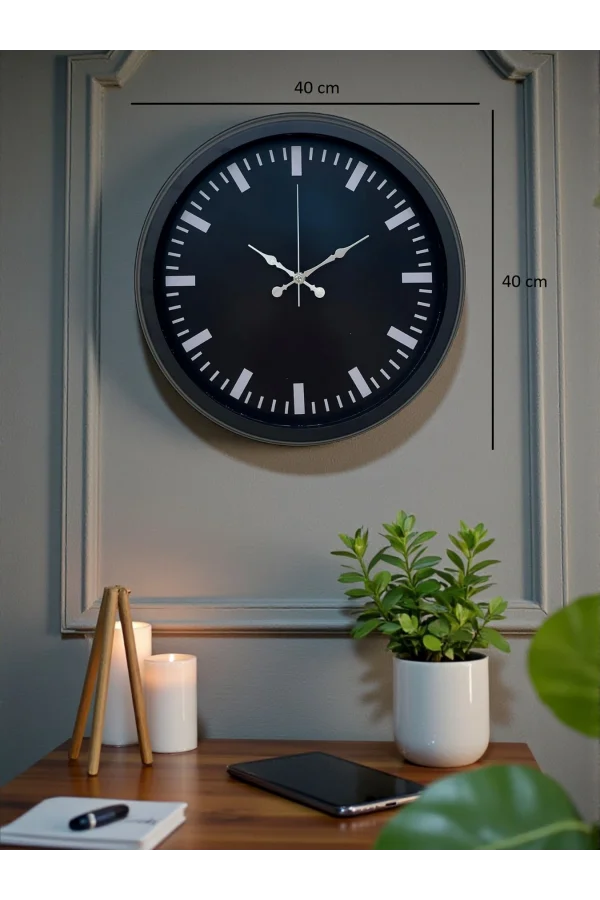 Black Baseline 40 Cm Metal Duvar Saati