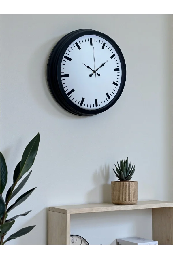 Black & White Baseline 40 Cm Metal Duvar Saati