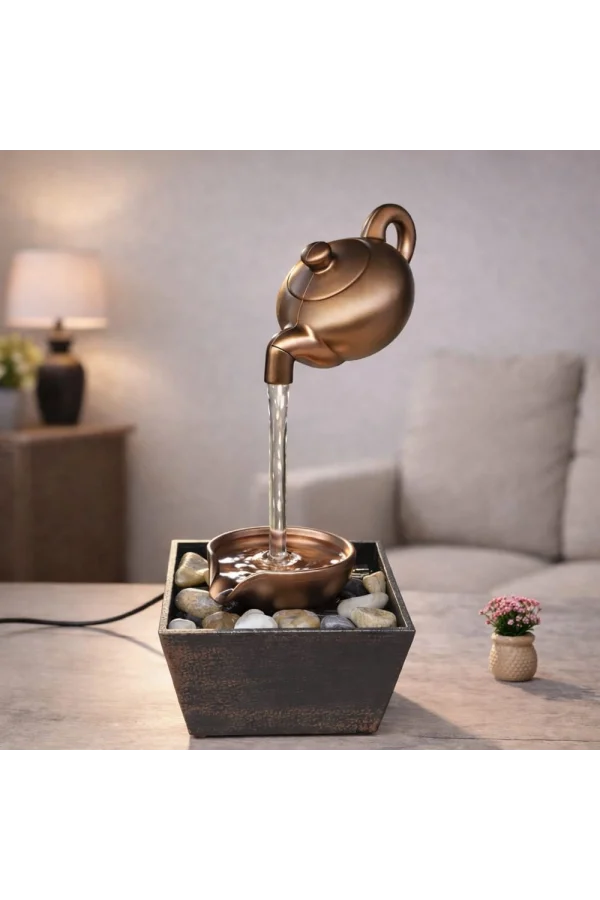 Bronz Demlik Tasarımlı Dekoratif Su Şelalesi