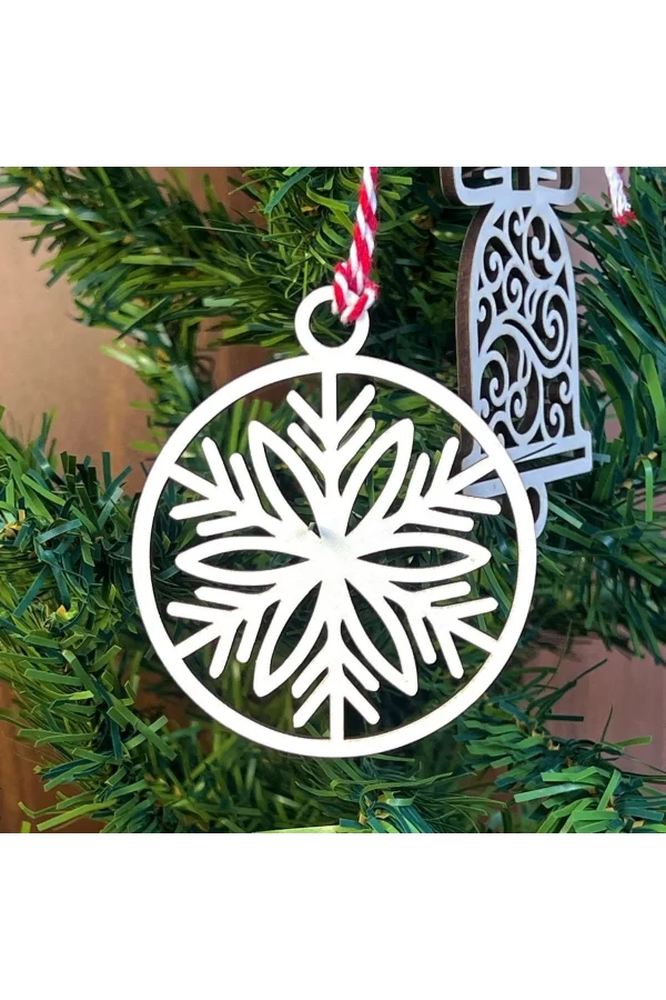 BUFFER® 10 Parça Kırmızı Beyaz İpli Karışık Model Ahşap Yılbaşı Ağaç Süsü