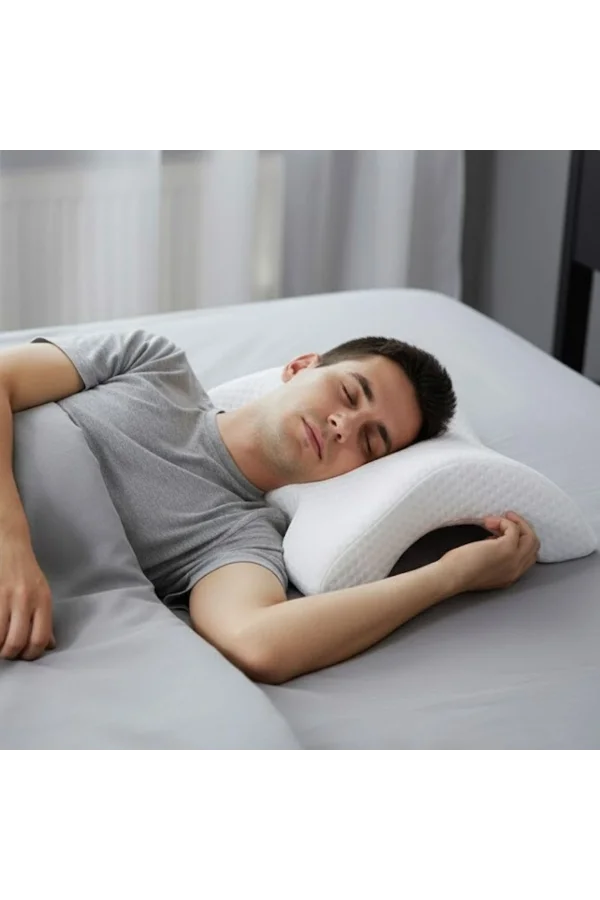 BUFFER® % 100 Visco Kavisli Ortopedik Yıkanabilir Kumaş Kılıflı Bel Boyun Bacak Ağrıları İçin Yastık