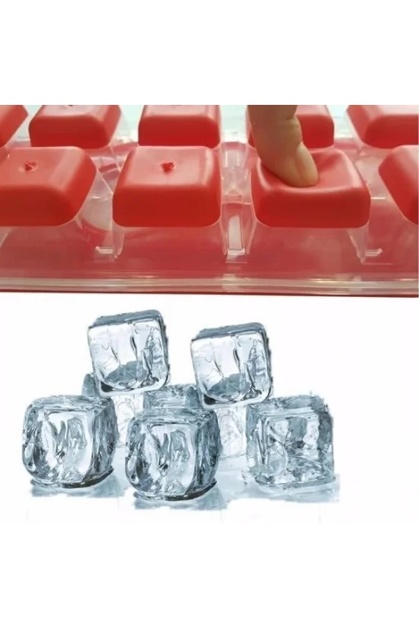 BUFFER® 12li Kapaklı Yapışmaz Silikon Tabanlı Plastik Küp Buz Kalıbı