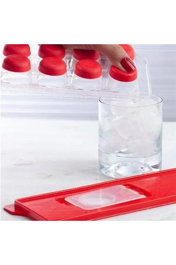 BUFFER® 12li Kapaklı Yapışmaz Silikon Tabanlı Plastik Küp Buz Kalıbı