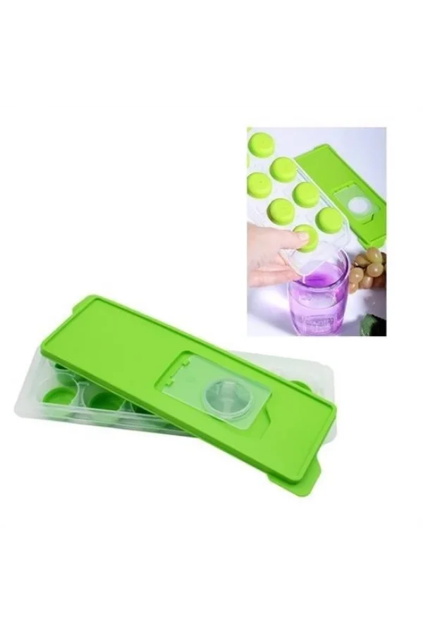 BUFFER® 12li Kapaklı Yapışmaz Silikon Tabanlı Plastik Küp Buz Kalıbı