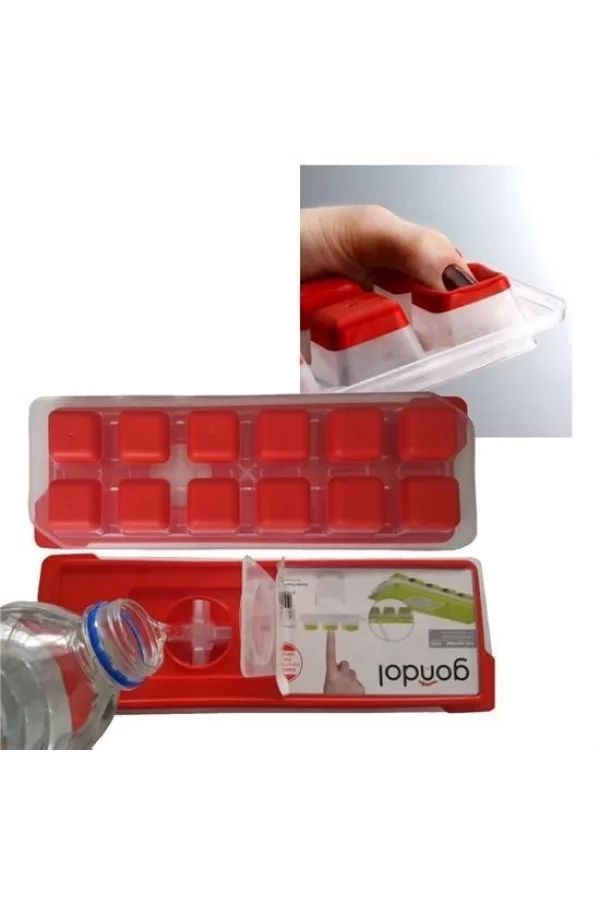 BUFFER® 12li Kapaklı Yapışmaz Silikon Tabanlı Plastik Küp Buz Kalıbı