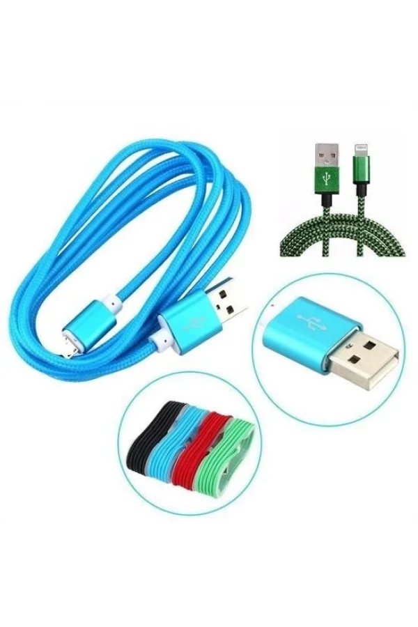 BUFFER® 1,5 Metrelik Örgü Şeklinde Apple Iphone Ipad Data Şarj Kablosu