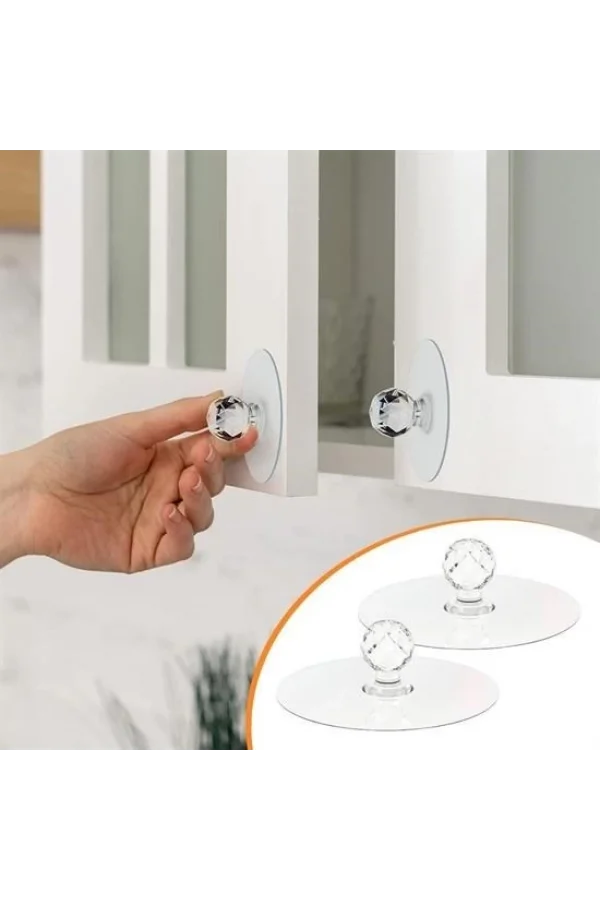 BUFFER® 2 Adet Kristal Kendiliğinden Güçlü Yapışkanlı Kulp Askısı Tutma Kolu