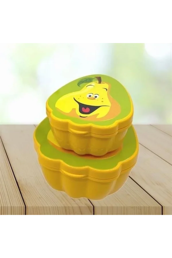 BUFFER® 2li İç İçe Geçebilen Armut Model Saklama ve Beslenme Kabı Seti (550 ml + 250 ml)