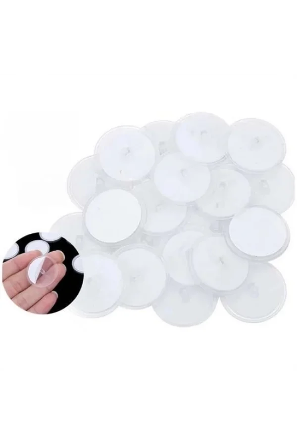 BUFFER® 20 Adet Şeffaf Yuvarlak 3 Cm Çaplı Güçlü Disk Yapışkanlar