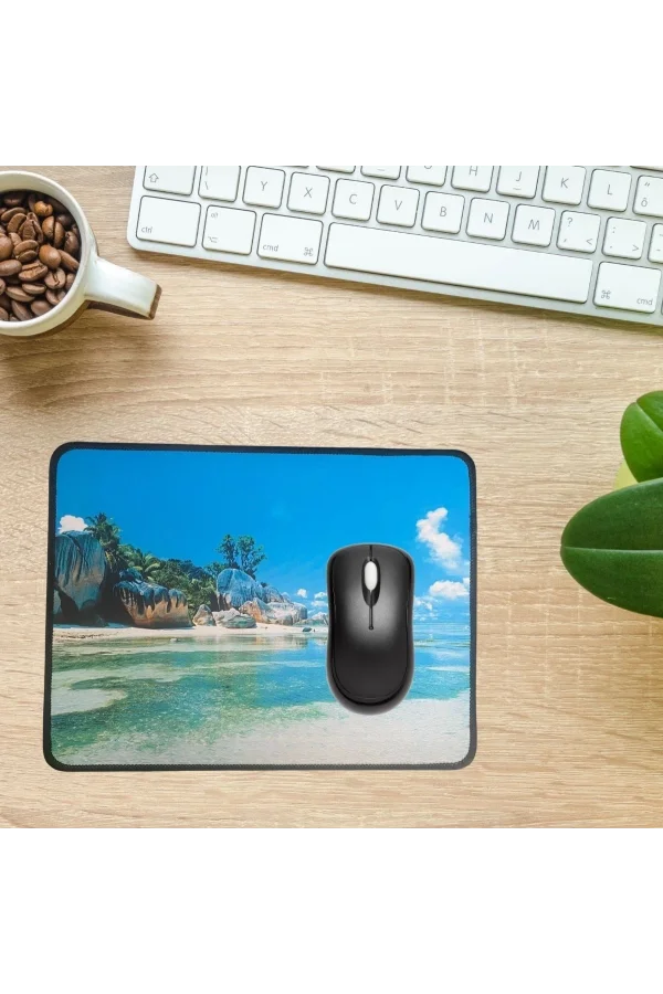BUFFER® 25x32 cm Küçük Boy Mouse Pad Manzara Ada