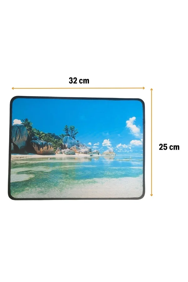 BUFFER® 25x32 cm Küçük Boy Mouse Pad Manzara Ada